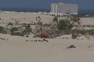 Nghiệp dư cháu gái và người đàn ông trên bãi biển,